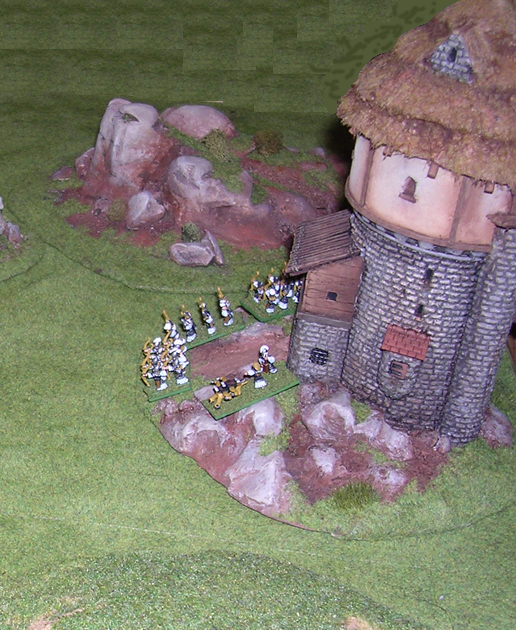 Hauts Elfes rfugis dans la Tour du Guet - Tour 3 (un socle de baliste a deja ete perdu)
